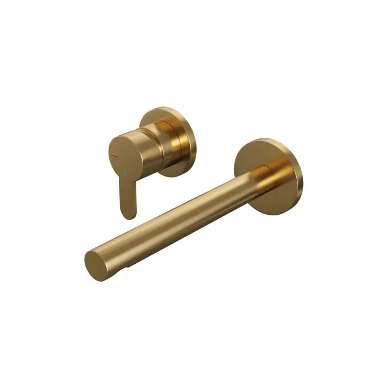 Gold Edition inbouw wastafelmengkraan met rechte uitloop en rozetten, model D2 goud geborsteld PVD Nieuw