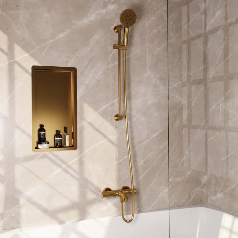 Gold Edition baddouche thermostaatkraan SET 02, goud geborsteld PVD Snelle Levering