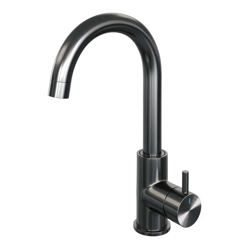 BRAUER Gunmetal Edition hoge opbouw wastafelmengkraan met draaibare ronde uitloop model B gunmetal geborsteld PVD Hete Deal