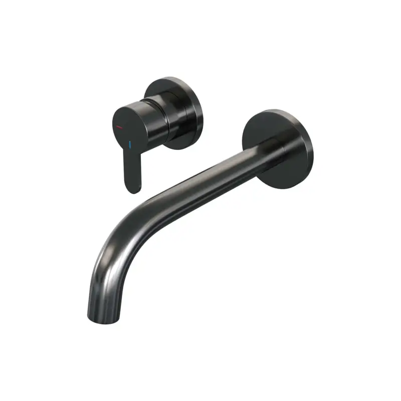 Gunmetal Edition inbouw wastafelmengkraan met gebogen uitloop en rozetten, model D2 gunmetal geborsteld Populair