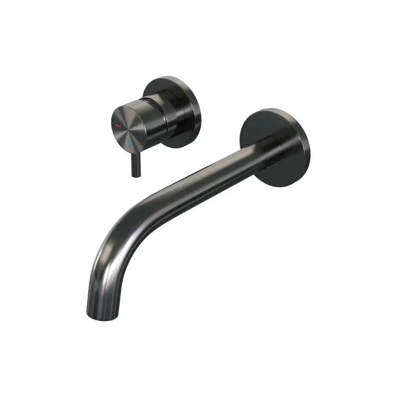 Gunmetal Edition inbouw wastafelmengkraan met gebogen uitloop en rozetten B2 gunmetal geborsteld PVD Speciale Aanbieding