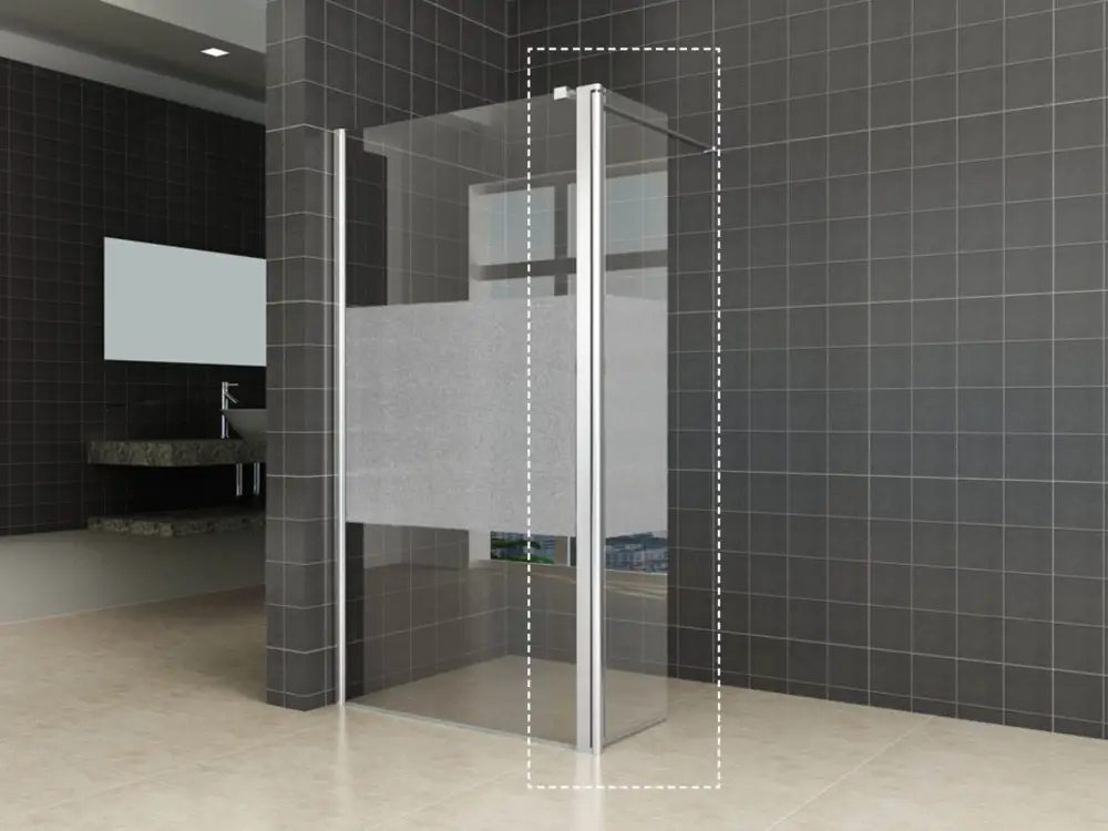 Comfort zijwand draaibaar links 350 x 2000 x 10 mm nano helder glas met melkglas middenband/chroom Favoriet