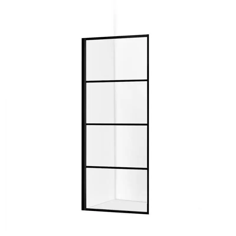 Weekendaanbieding Douchewand Mila 120x200cm Helder Glas Mat Zwart Raster