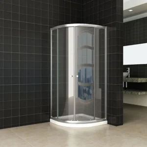 Beperkt Aanbod Eco kwartronde cabine met twee schuifdeuren 800 x 800 x 1900 x 5 mm helder glas/chroom