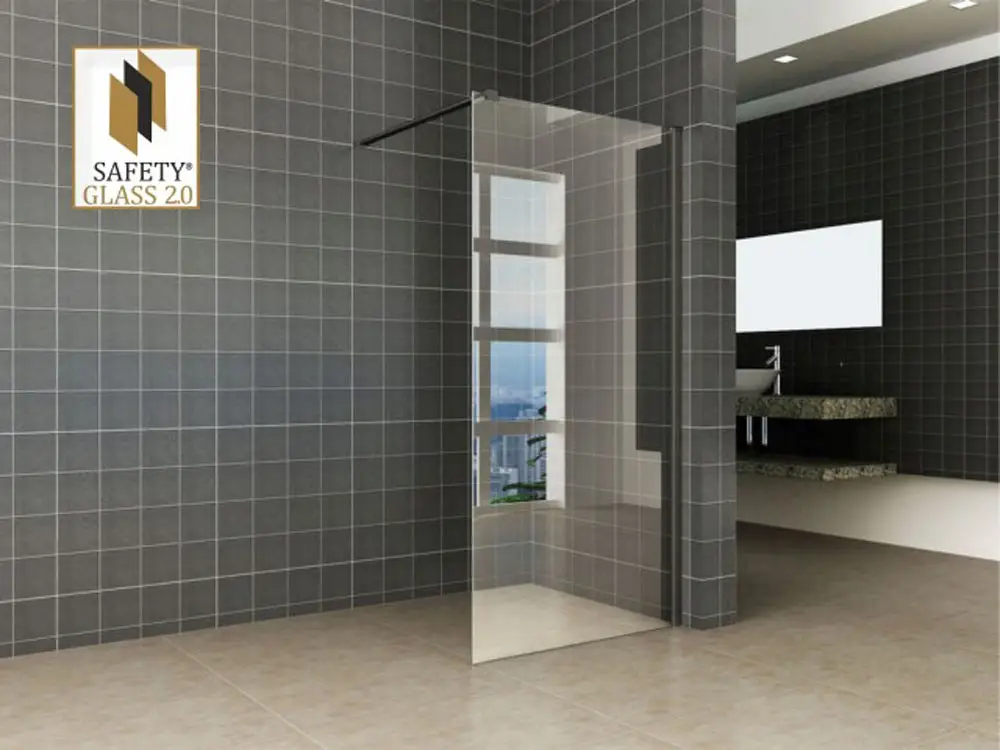 Dagaanbieding Graffic inloopdouche 900 x 2000 x 10 mm nano safety glass folie helder glas/mat zwart