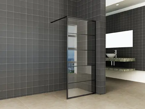 Fabrieksprijs Horizon inloopdouche met raster 1100 x 2000 x 8 mm nano helder glas/mat zwart