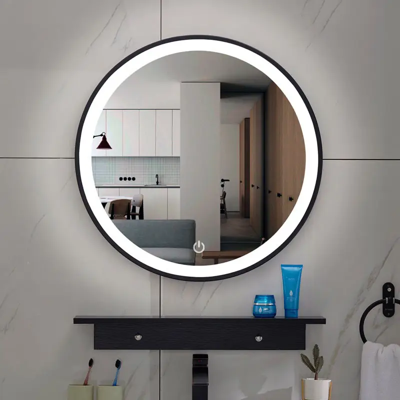 Lista Nera spiegel rond met LED verlichting, dimbaar 100 cm mat zwart Flitsaanbieding