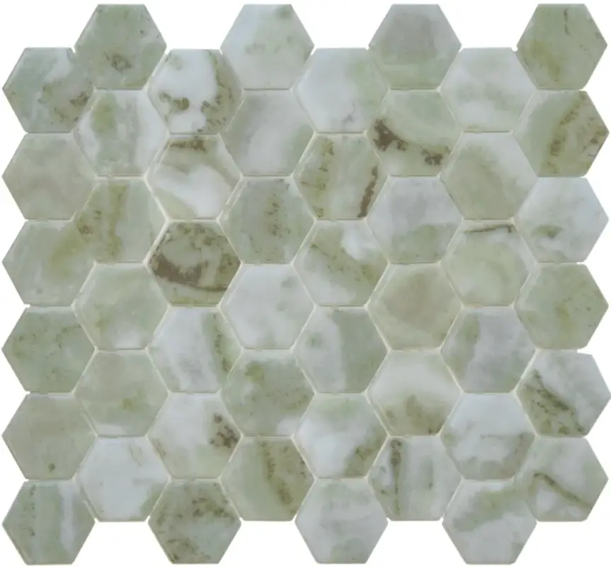 Exclusieve Aanbieding Mozaiek Valencia Hexagon Marmerprint Groen 4,4x5,0