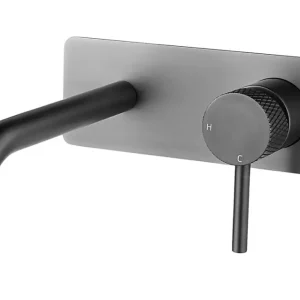Veilige Betaling Ribbd eenhendel wastafelkraan met coldstart compleet gunmetal