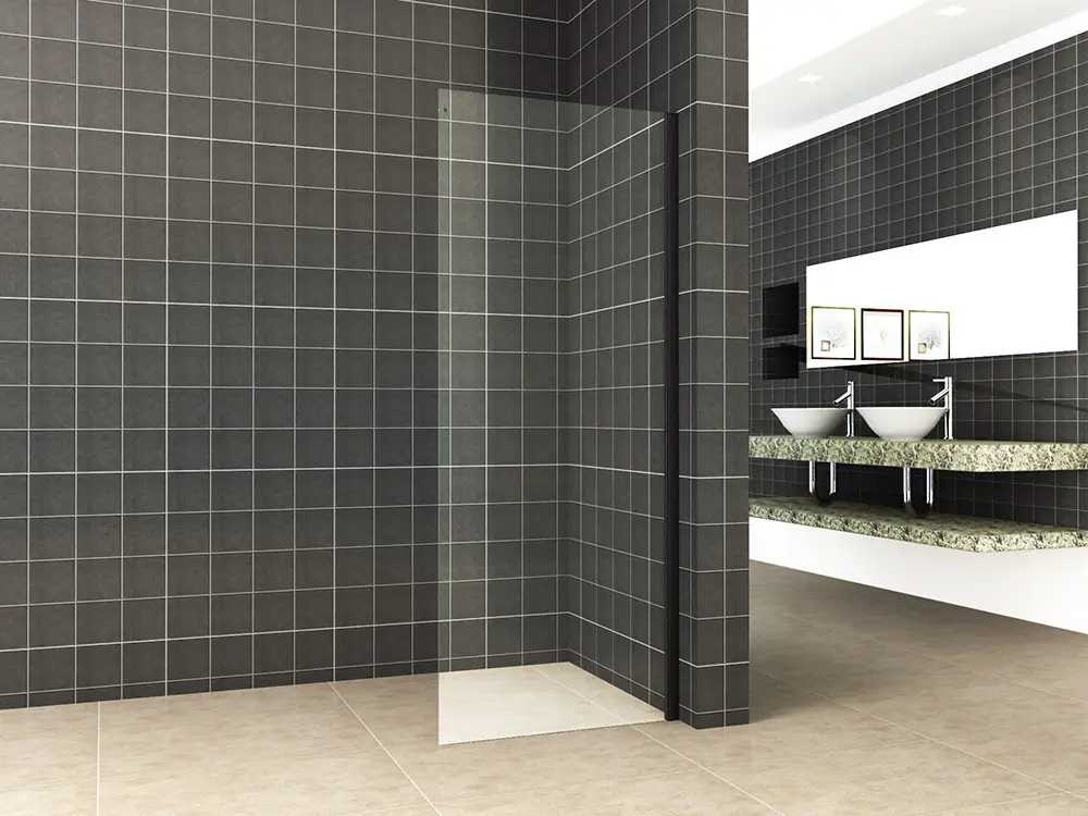 Side zijwand voor nis schuifdeur 900 x 2000 x 8 mm nano helder glas/mat zwart Goedkoop