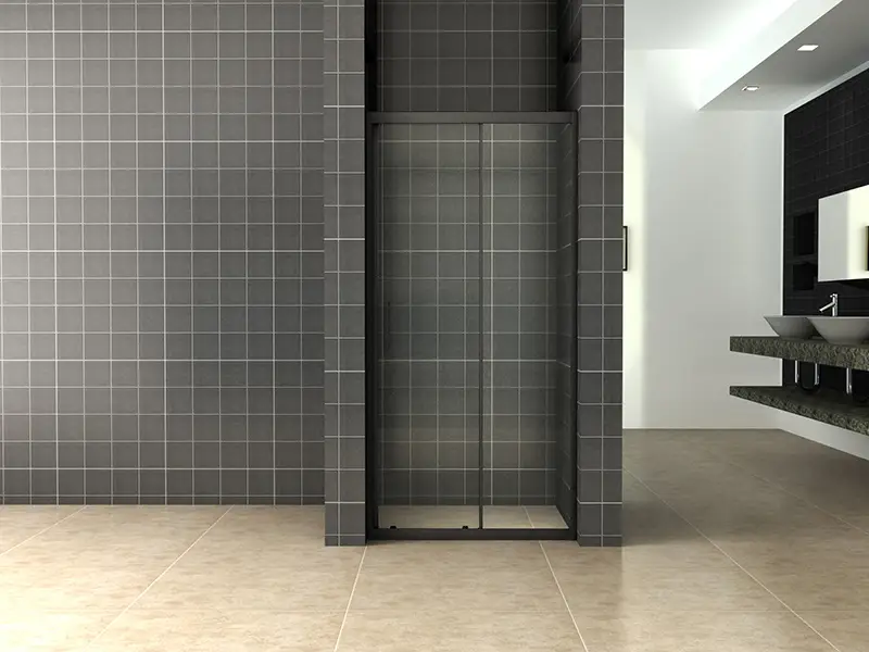 Koop Online Skyline nis schuifdeur 1300 x 2000 x 8 mm nano helder glas/mat zwart