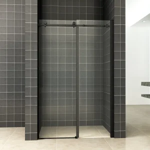 Weekendaanbieding Slide nis schuifdeur 1100 x 2000 x 8 mm nano helder glas/mat zwart