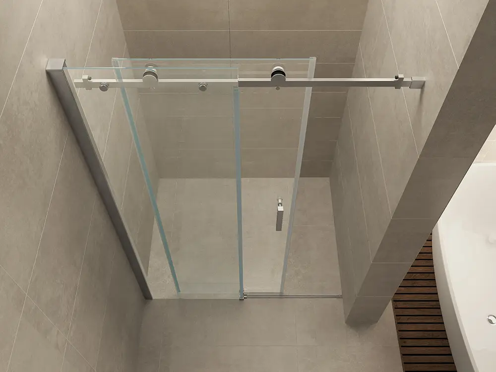 Slide nis schuifdeur 1600 x 2000 x 8 mm nano helder glas/chroom Merkproduct