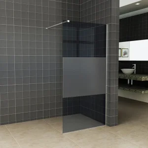 Weekendaanbieding Slim glasplaat 900 x 2000 x 8 mm nano rookglas met melkglas middenband