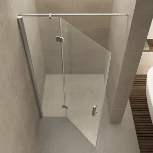 Vaz nisdeur met vast deel 1200 x 2000 x 8 mm nano helder glas/chroom Veilige Betaling