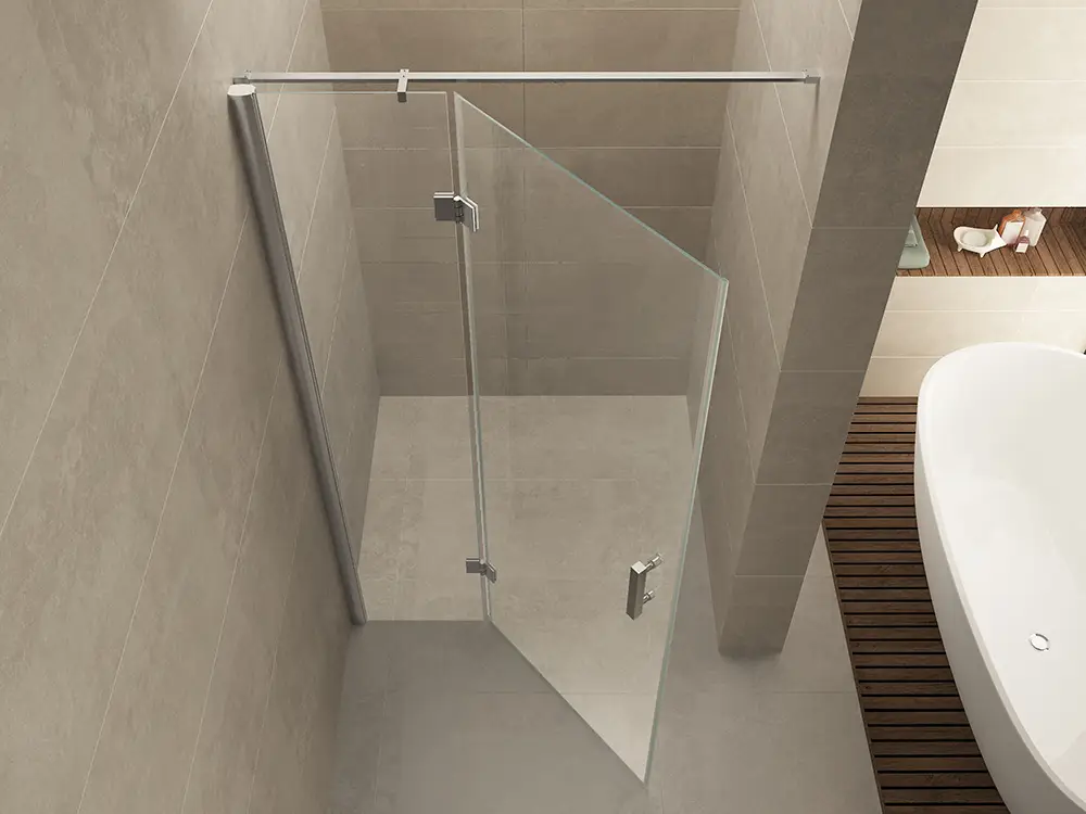 Vaz nisdeur met vast deel 1200 x 2000 x 8 mm nano helder glas/chroom Veilige Betaling