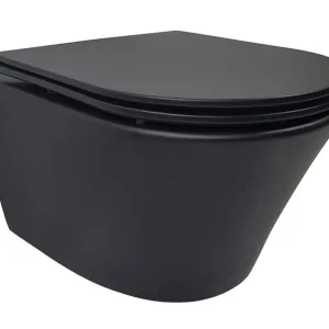 Vesta wandcloset rimless met Flatline toiletzitting softclose en quick release mat zwart Beperkte Voorraad