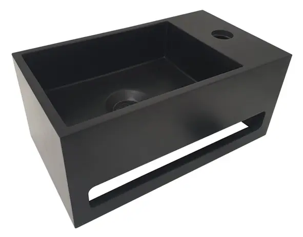 Favoriet Wiesbaden Julia fontein rechts Solid surface 35 x 20 x 16 cm mat zwart