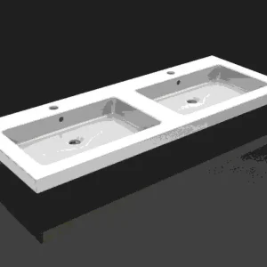 Veilige Betaling Wiesbaden Kera wastafel dubbel met 2 kraangaten 120x46x5 cm keramiek glans wit