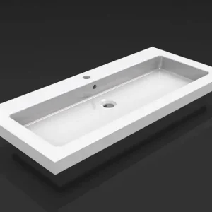 Wiesbaden Kera wastafel enkel met 1 kraangat 100x46x5 cm keramiek glans wit Op = Op