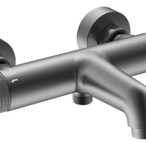 Wiesbaden Ribbd thermostatische badmengkraan hartafstand 15 cm gunmetal Favoriet