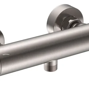 Wiesbaden Ribbd thermostatische douchemengkraan hartafstand 15 cm geborsteld staal Flitsaanbieding