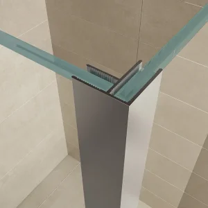 Zijpaneel 35 x 200 cm met hoekprofiel voor inloopdouche chroom met 10 mm NANO ged.matglas Aanbieding