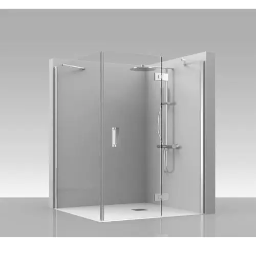 Draaideur 2-delig 89cm met zijwand Tedy 139cm Transparantglas Zwart Direct Verzonden