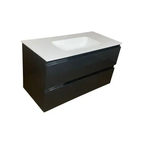 Badmeubel Kubic 100 cm, antraciet glans met solid surface wastafel Alleen Vandaag