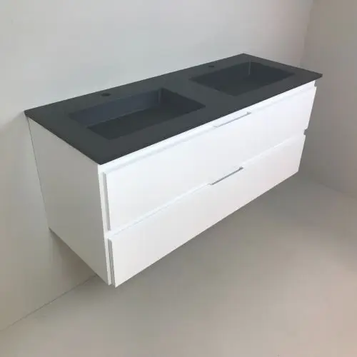 Dagaanbieding Dubbel badmeubel Blanco 120cm wit mat met composiet wastafel antraciet