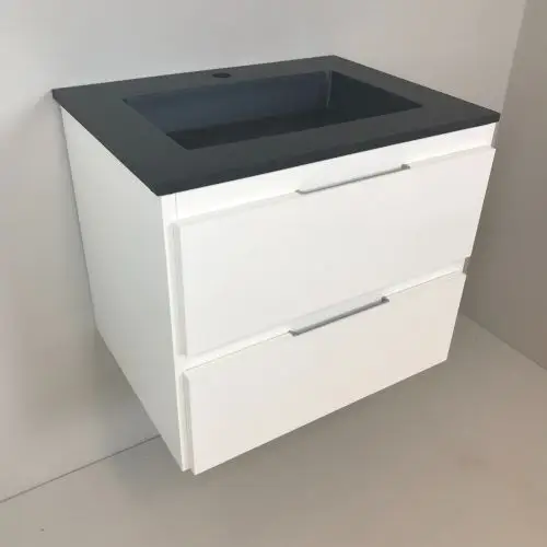 Premium Badmeubel Blanco 60cm, wit mat met composiet wastafel antraciet