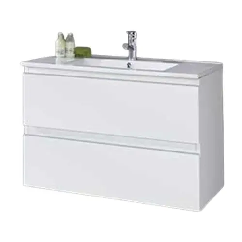 Lage Kosten Badmeubel Top Luxe 100cm wit mat met keramische wastafel