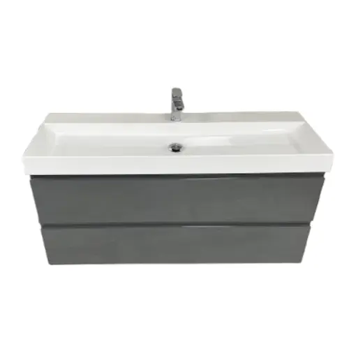 Populair Badmeubel Coral 125cm antraciet Glans met Polystone wastafel