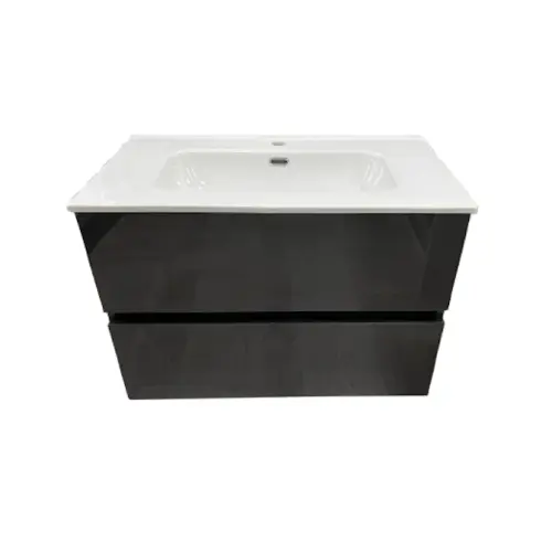 Badmeubel Onyx 80cm Antraciet Glans met Keramische wastafel Flitsaanbieding