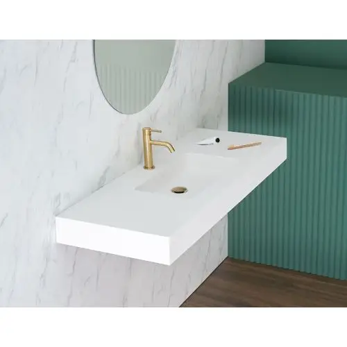 Exclusieve Aanbieding Solid Surface wastafel Cardiff 120cm wit