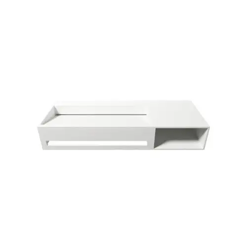 Solid Surface Wastafel Faro met handdoekhouder 87x46x20cm (lxdxh) mat wit Laatste Versie