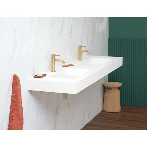 Solid Surface dubbele wastafel Cardiff Duo 120cm wit Lage Prijs