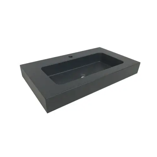 Laatste Versie Composiet wastafel Cuadro 80,5x45,5cm Egaal Antraciet RAL7024