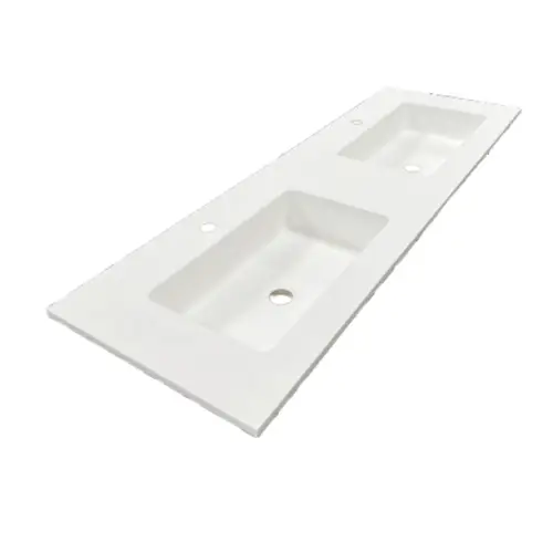 Composiet dubbele wastafel Solid 121x46cm Egaal Wit RAL9003 Voordeelprijs