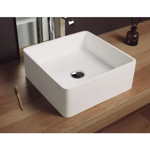 Solid Surface waskom opbouw Arte 40x40cm mat wit Beste Prijs