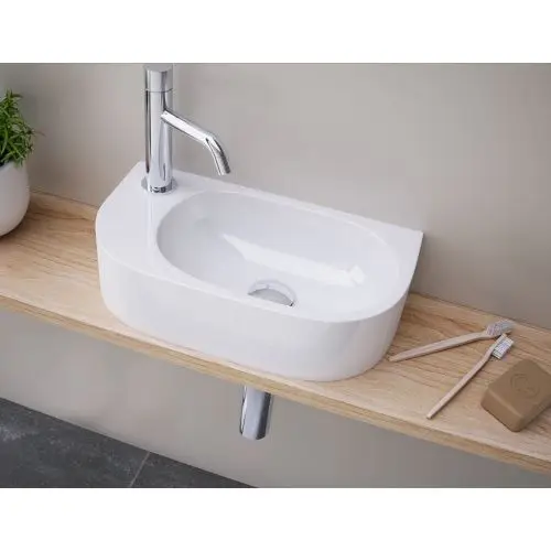 Keramisch fontein Petit 40x22cm wit, kraangat links Bestseller