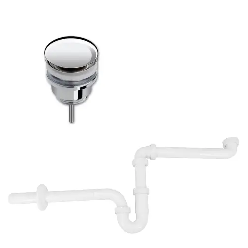 Populair Ruimtebesparend sifon voor wastafel inclusief luxe click waste afvoerplug Clic-Clac 1录" chroom