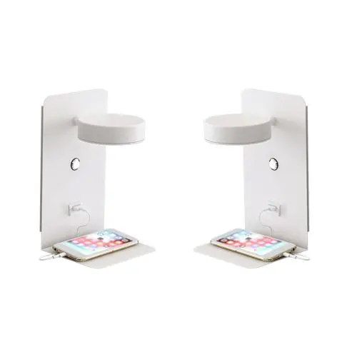 Set van 2 LED wandlampen met planchet, draaibare verlichting en usb aansluiting wit Tijdelijk Beschikbaar