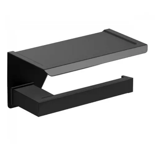 Toiletrolhouder Cube zwart met planchet voor smartphone Betaalbaar