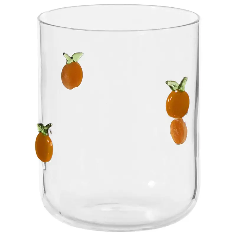 Waterglas Sinaasappel 3D Transparant/Oranje 430ml Laatste Versie