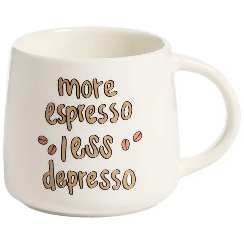 Mok Met Oor More Espresso Less Depresso Wit 400ml Actieprijs