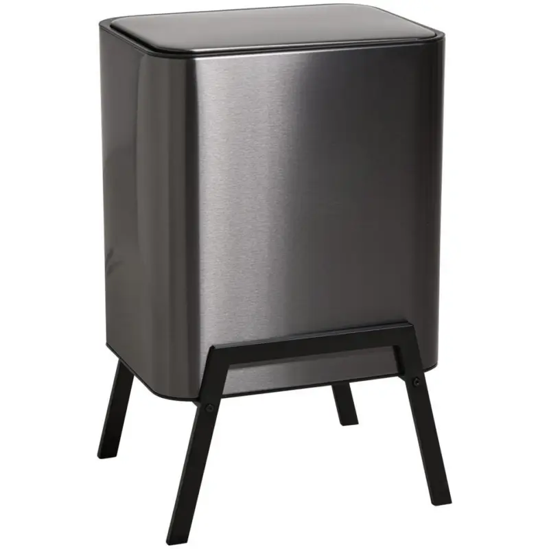 Prullenbak Op Pootjes 2X 12,5 Liter Gun Metal Dagaanbieding