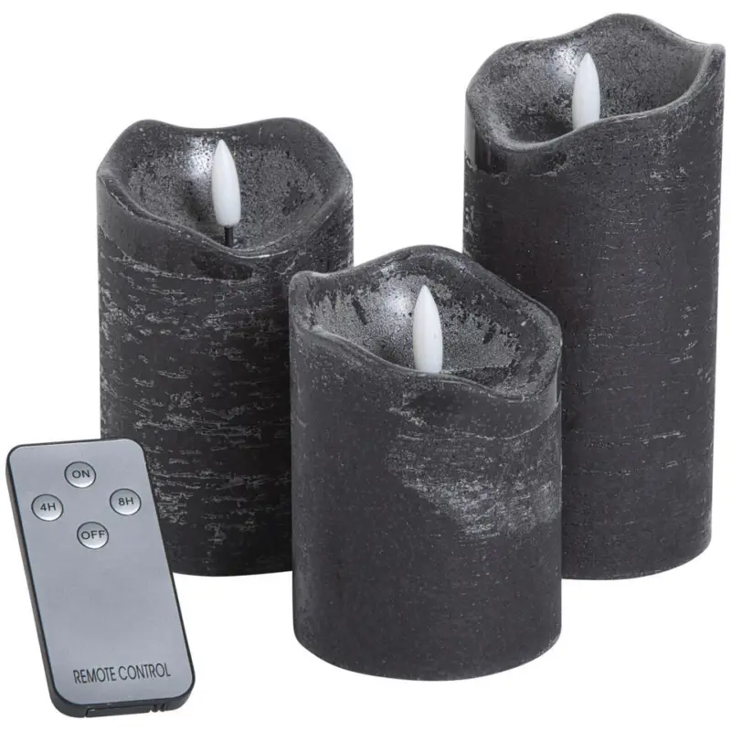 Meest Verkocht LED Kaarsen Met Afstandsbediening En Timer Zwart - 3 Stuks