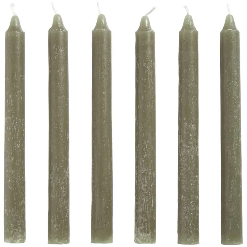 Dinerkaarsen Mosgroen - 20 cm - 6 Stuks Hoge Kwaliteit