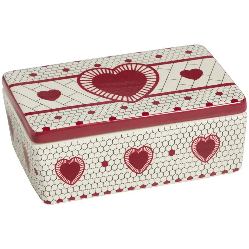 Veilige Betaling Sieradendoosje Hartjes Rood/Wit